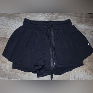 Black Women's Elastic Waist shorts with Drawstring